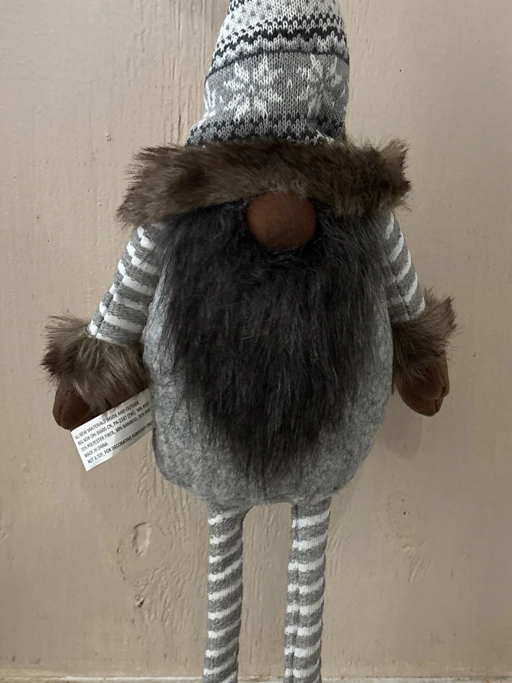 Large Gray Standing Christmas Gnome Plush Nordic Farmhouse Decor